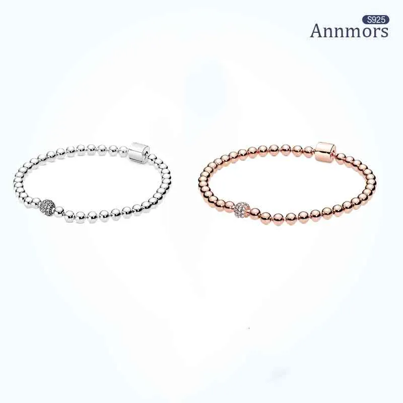 Bangle Designer Bead Chain Armband 925 Sterling Silver Fit Original Charm Rose Gold Sliver Elegant Girl Lucky Jewelry