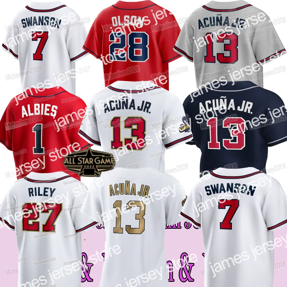 2022 Dansby Swanson 2022 All Star Jersey Programa de oro de los Bravos Ronald Acuña Jr. Austin Riley Matt Olson Eddie Rosario Max Fried Adam Duvall