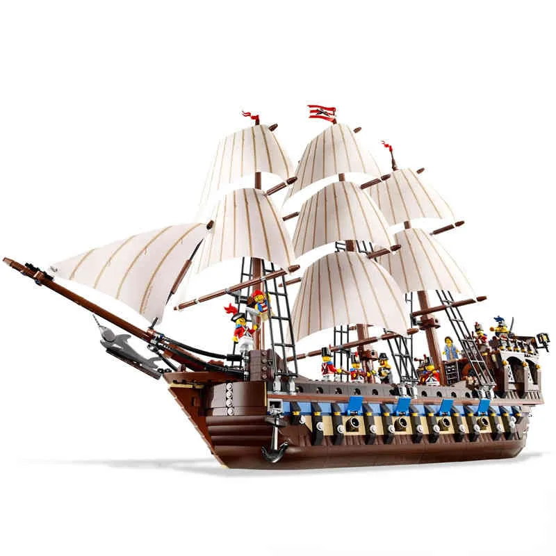 Regalos para niños 180056 Barco pirata Buque de guerra imperial 19003 Juguete de bloques de construcción para niños Y220818