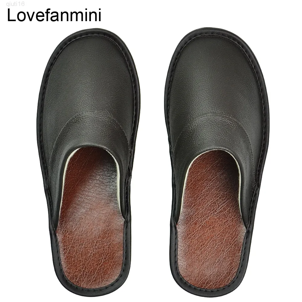 Pantoufles en cuir de vache hommes grandes tailles Lin maison mâle intérieur maison pour hommes pantoufles femmes homme pantoufle luxe doux chaussures plates Y220818