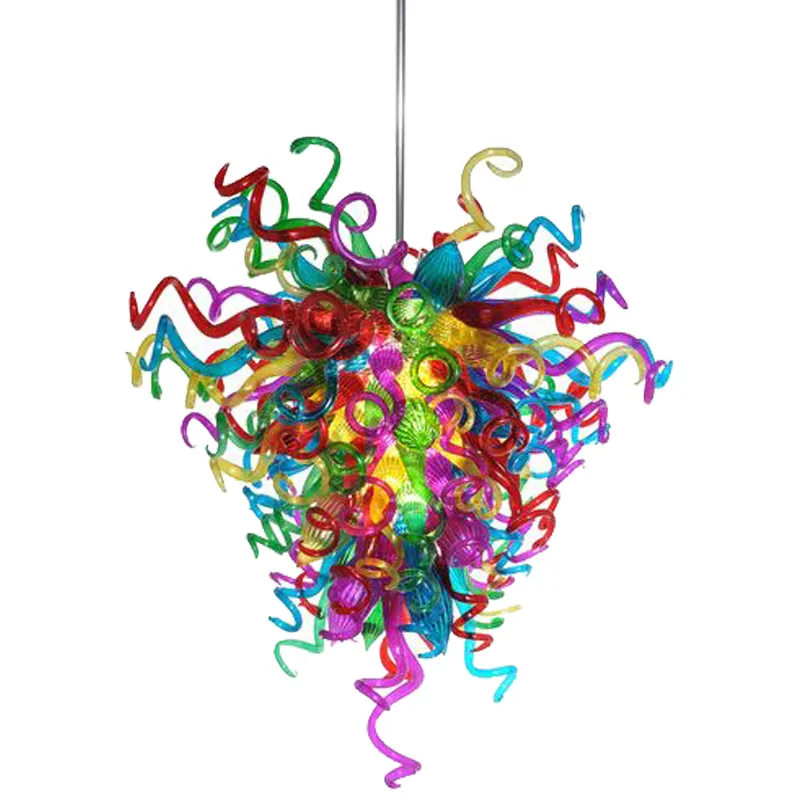 Lampadario in vetro soffiato multicolore fatto a mano Decorazione per la casa Sorgente luminosa a LED Lampade a sospensione in stile Murano