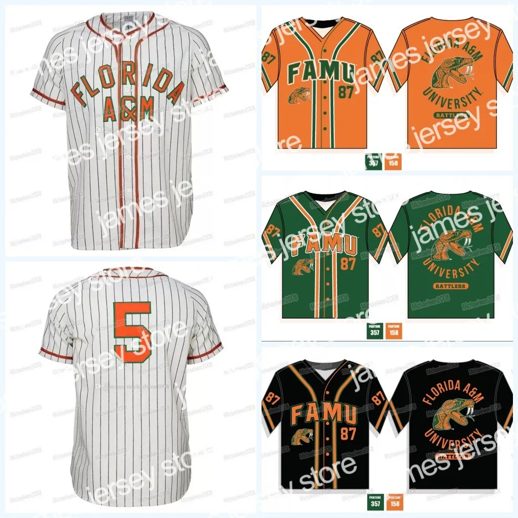 2022 FAMU Florida A M University Baseball Jersey Rattlers Jerseys Homens Mulheres Juventude Jerseys de Beisebol Qualquer Nome e Número Costura Dupla