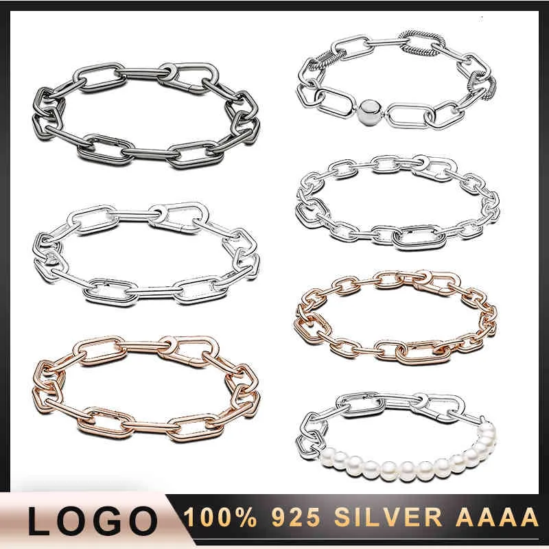Bangle Designer 2022 S925 Sterling Silver Winter Style Me Series Armband Round Interlocking Chain Women Original Fashion Jewelry Gift