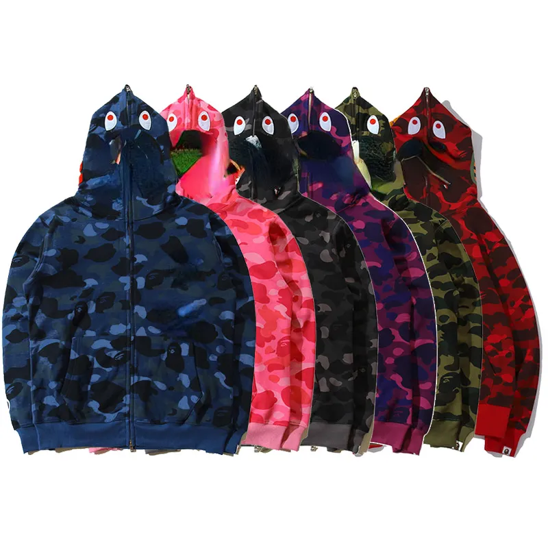 Hoodies casuais com capuz com capuz de inverno Modo de camuflagem tubarão jas koppels dragen com capuz homens vestes streetwear jas mannen women 2022