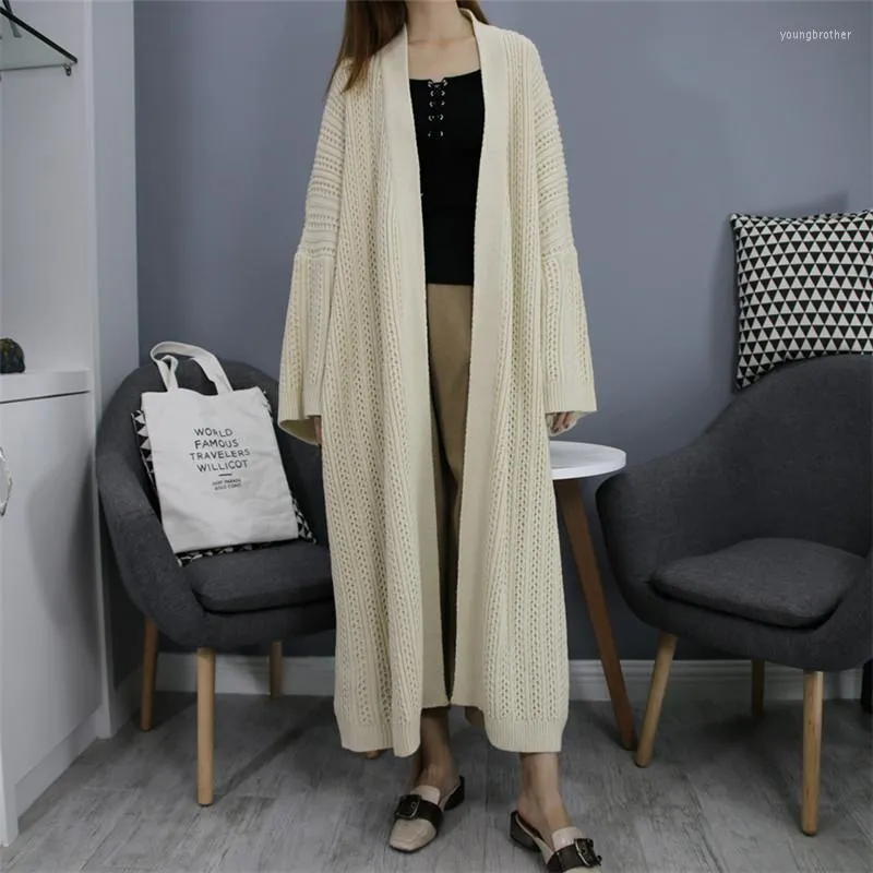 Maxi Cardigan Women Thick Coarse Oversize Sweaters Coat Japan Cozy Knitted Batwing Sleeves Long Female Jumper