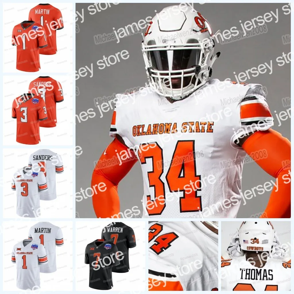 2022 NCAA Oklahoma Cowboys Futebol Jersey 21 Barry Sanders Spencer Sanders Jaylen Warren Tay Martin Tanner Brown Kolby Harell-Peel Cale