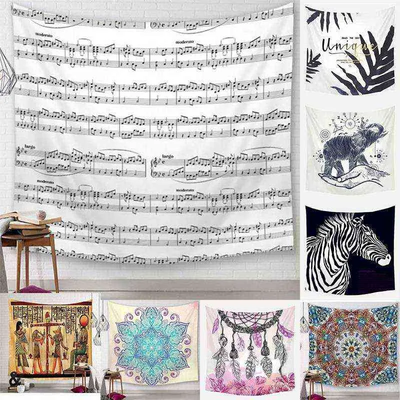 Elephant Print Sticky Note Pattern Tapestry Living Room Bedroom Decoration Canvas Cloth Wall Hanging Painting Mural Dormitory J220804