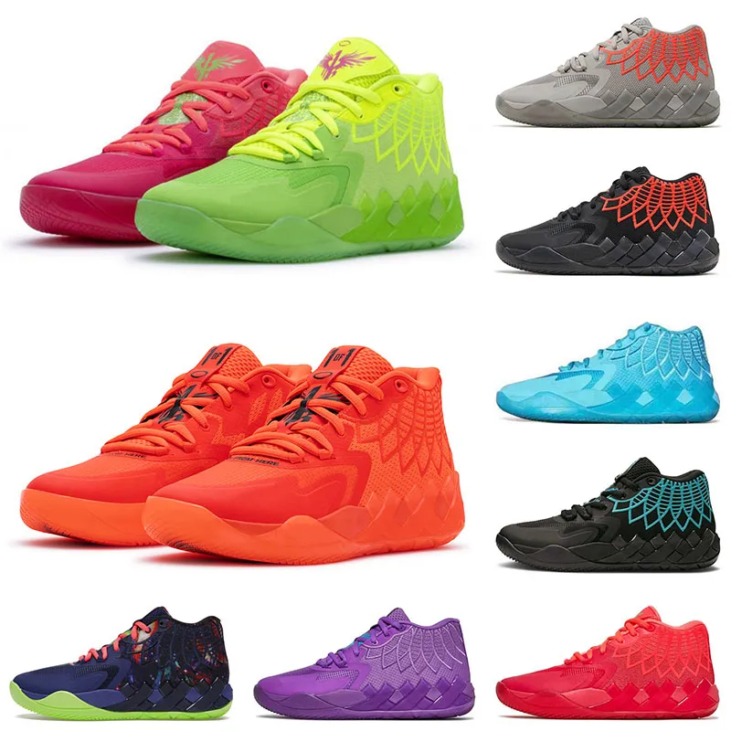 2022 Hommes Lamelo Ball MB 01 Chaussures de basket Rick et Morty Rouge Vert Galaxie Violet Ciel Bleu Gris Noir Blast JR Queen City Buzz City Melo Baskets Sport Baskets 40-46