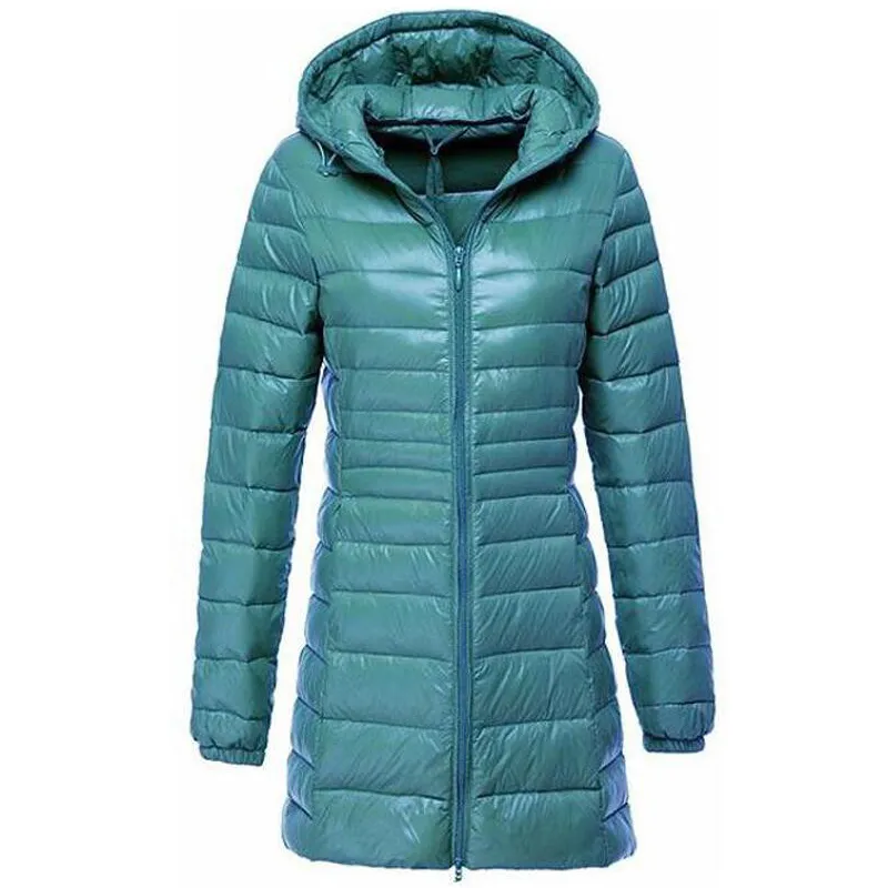 S 7XL Piumini lunghi da donna Cappotto anatra con cappuccio ultraleggero Inverno gonfio portatile per parka antivento 220818