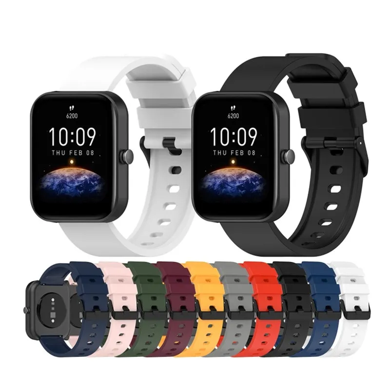 Bracelet en Silicone pour Amazfit Bip 3 U Bip3 2mini pop pro Bracelet de montre intelligente Bracelet de remplacement ceinture Bracelet réglable