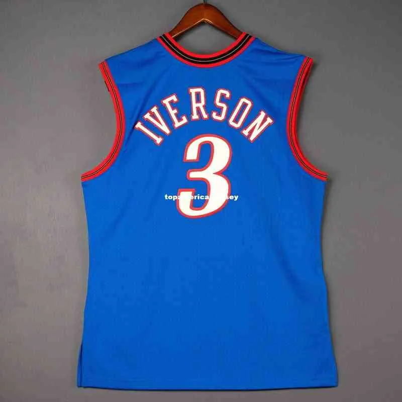 100% cousé # 3 Allen Iverson Wholesale 1999-2000 Jersey Men Mens Gest Taille XS-6XL Cousue de basket-ball NCAA