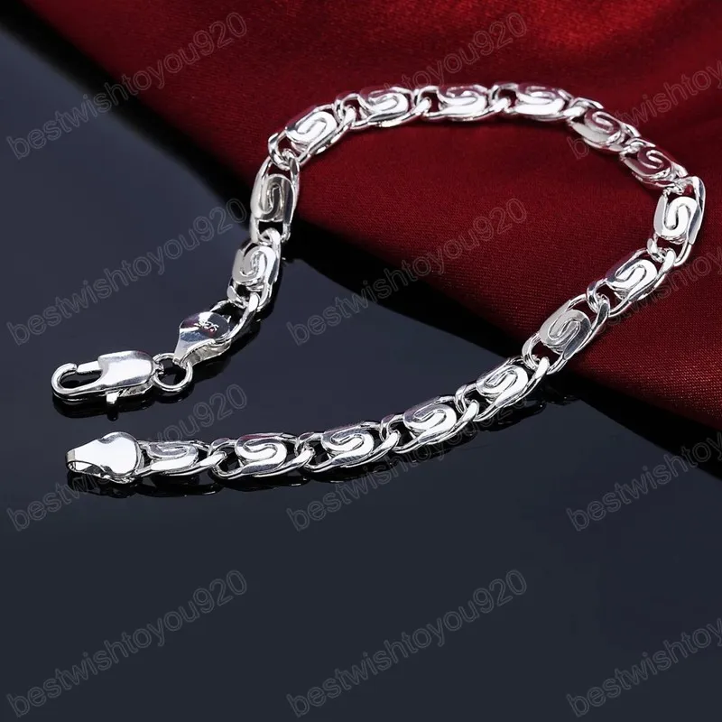 925 Sterling Silver Geometry Bracelet Chain For Women Man Wedding Engagement Party Fashion Jewelry