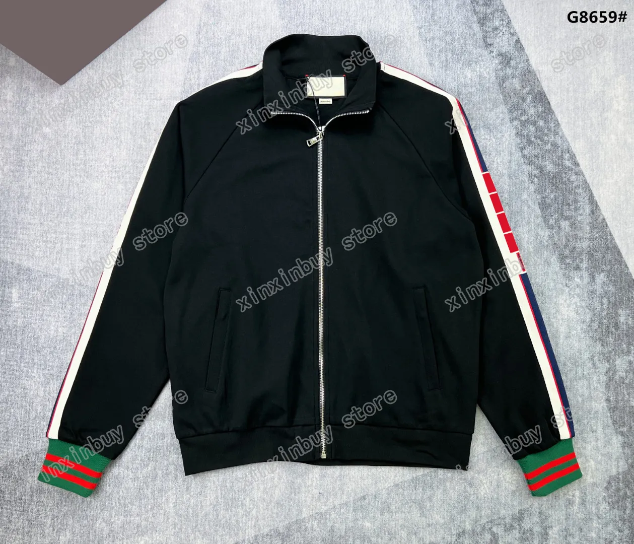 xinxinbuy herrkvinnor designers sätter spårdräkter brev paris rand zipper streetwear windbreaker running tracksuit män designer röd svart m-3xl