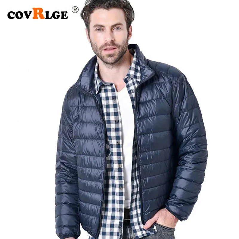 Covrlge Hombres Chaqueta de invierno Ultra Light 90 White Duck Down Ligeramente llevar Abrigo portátil informal Parkas masculinas MWY003 220818