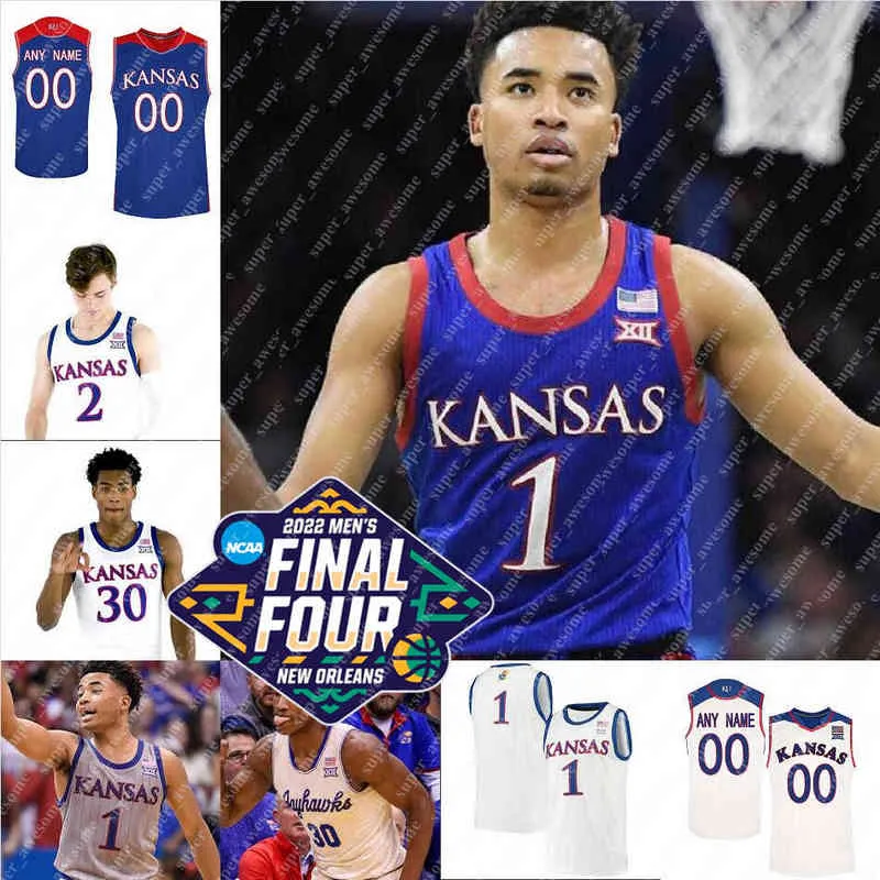 2022 Final Quatro Kansas Jayhawks Jersey Ochai Agbaji Christian Braun Remy Martin David McCormack Mitch Lightfoot Jalen Wilson Daju