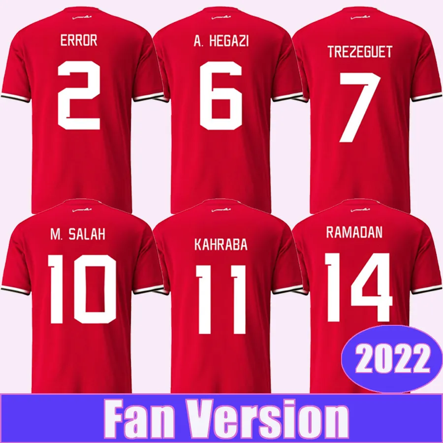2022 Egypt Mens Soccer Jerseys TREZEGUET M. ELNENY M. SALAH RAMADAN KAHRABA ERROR A. HEGAZI Home Red Football Shirt Uniforms