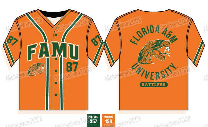 DHgate FAMU Florida A M University Baseball Jersey Rattlers 2024 Men Women Youth Custom Personalized Polyester Baseball Jerseys Quick Dry Breathable Sports Outdoors