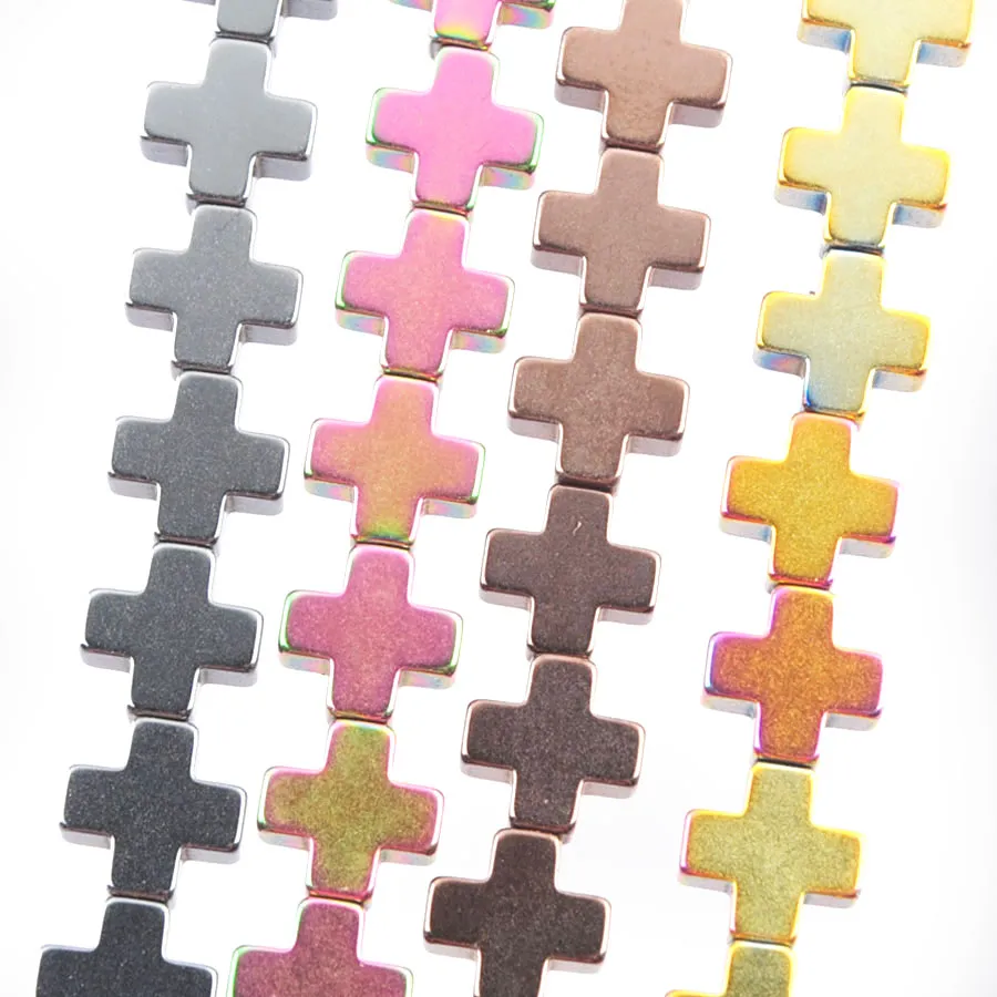 WOJIAER No Magnetic Materials Hematite Stone Cross Beads 3x8mm For DIY Jewelry Making Necklace Bracelet BL311