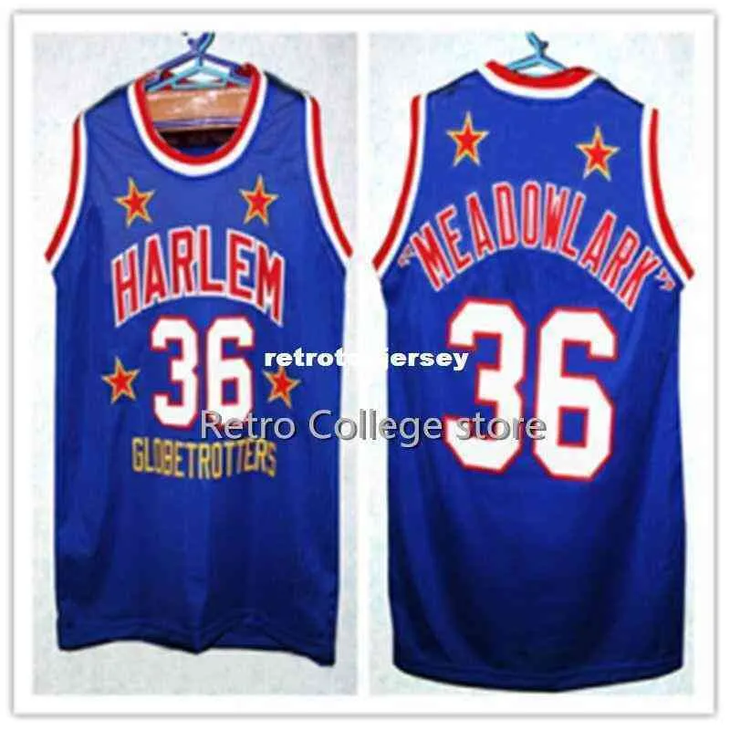 #36 Meadowlark cytryna #21 Kevin Harlem Globetrotters koszulka koszykówki Blue szyte zszywane spersonalizowane niestandardowe Jer XS-6XL Vest Jerseys Vest SH