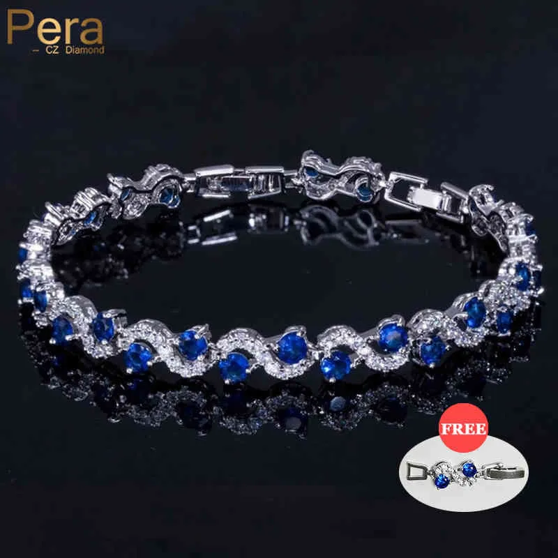 Bracelet Bangle Designer Pera 5 Color Options Fashion Ladies Silver Cubic Zirconia Royal Blue Tennis Bracelets Jewelry for Christmas Gift B017