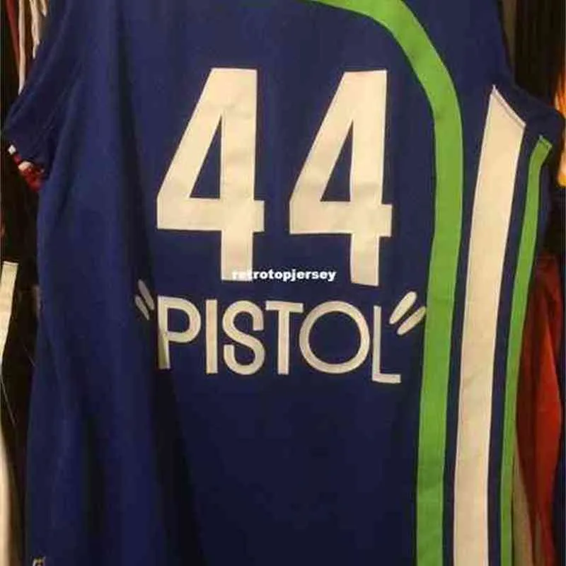 Pistol Pete Maravich Jersey #44 AD Sydd män Millsap Stitched baskettröjor