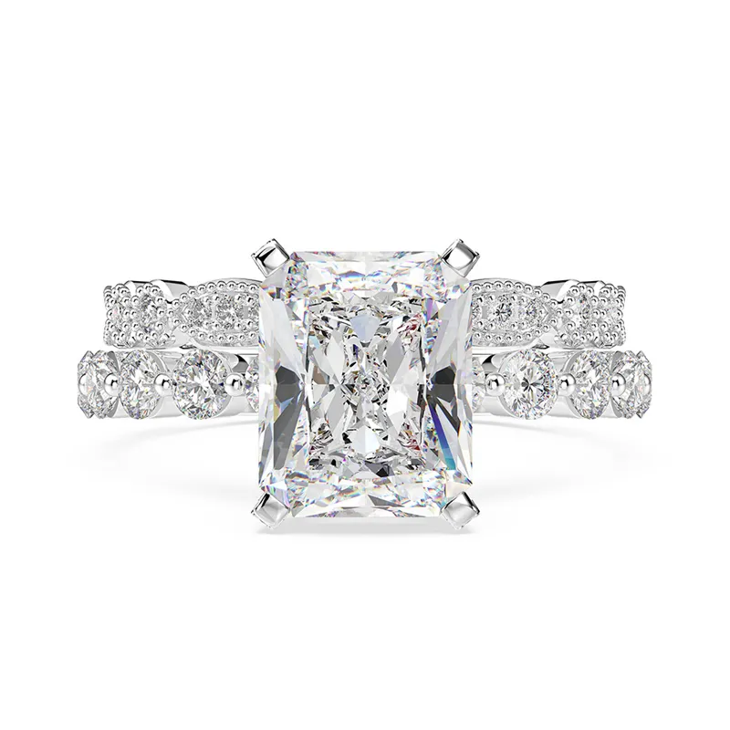 Vintage squarecut 6ct Lab Diamond Promise Ring 100% Real 925 Sterling Silver Compromiso Anillos de boda para mujer Joyería
