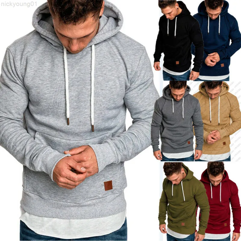 Mens Sweatshirt 2019 NEW Hoodies Brand Male Long Sleeve Solid Hoodie men Black Bed big size poleron hombre sudaderas hombre Y220818