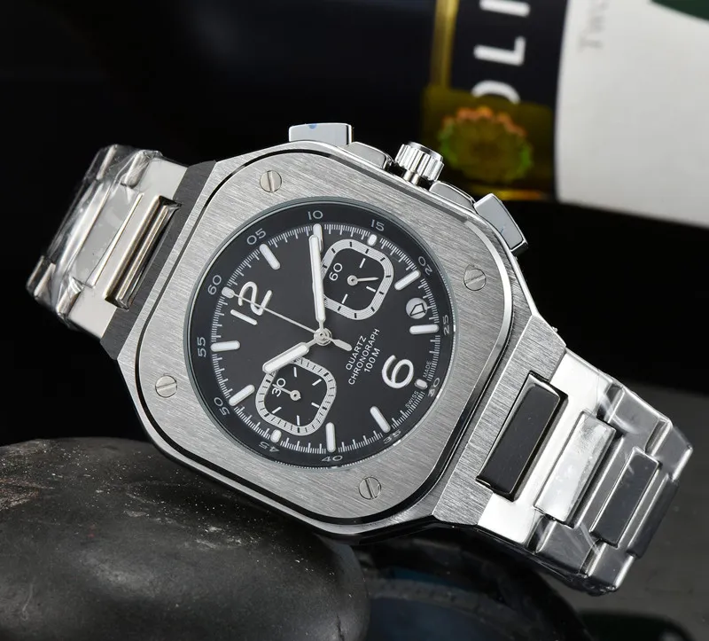 Crime Premium męski w pełni funkcjonalny zegarek na rękę 47mm mechanizm kwarcowy męski kwadratowy zegar zegarek pełny pasek ze stali nierdzewnej szafirowe szkło relogio masculino zegarek na rękę