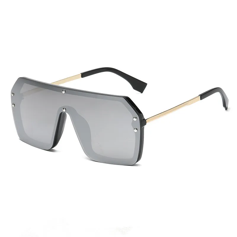 Lunettes de soleil pour femmes Lunettes de soleil tendance à grand cadre, verres en filigrane conjoints pour hommes et femmes, lunettes de soleil tout match