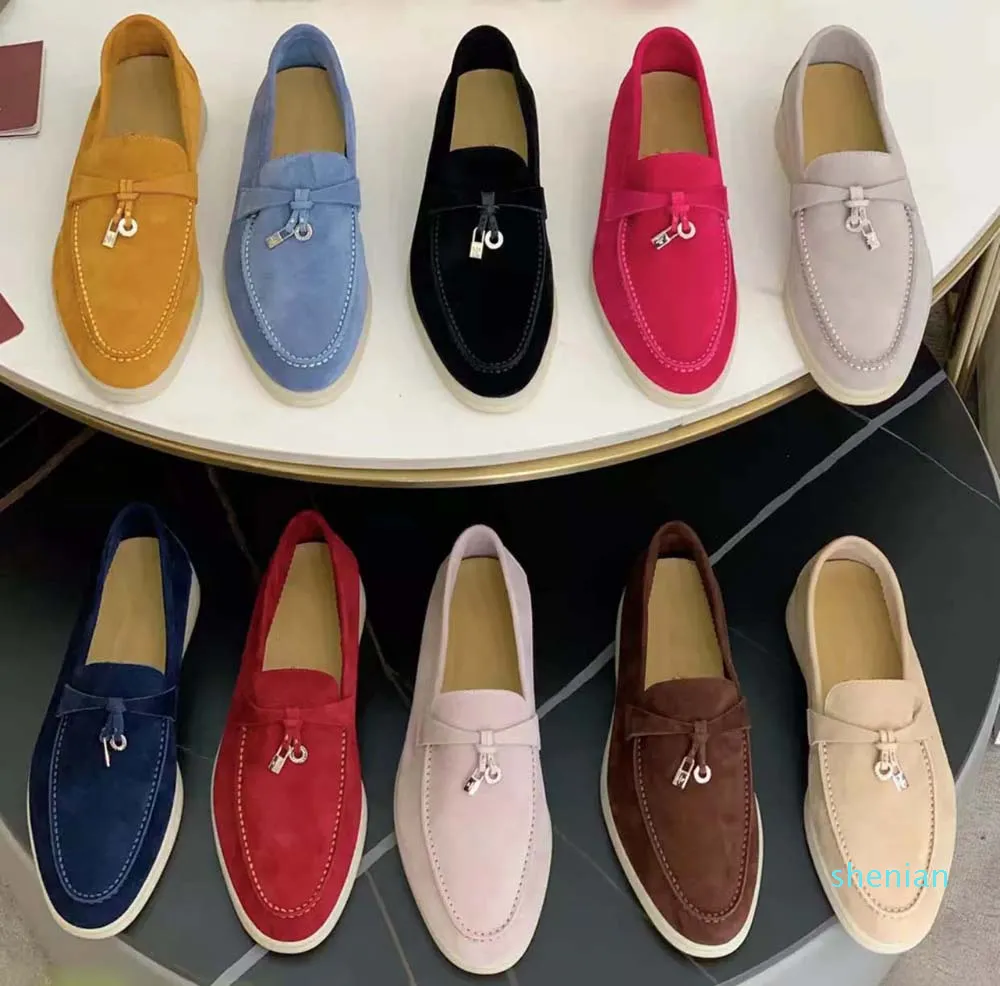 2022-Autumn Large English style lazy loafers designer shoes single shoe metal buckle flat one foot loafers women's small size versatile
