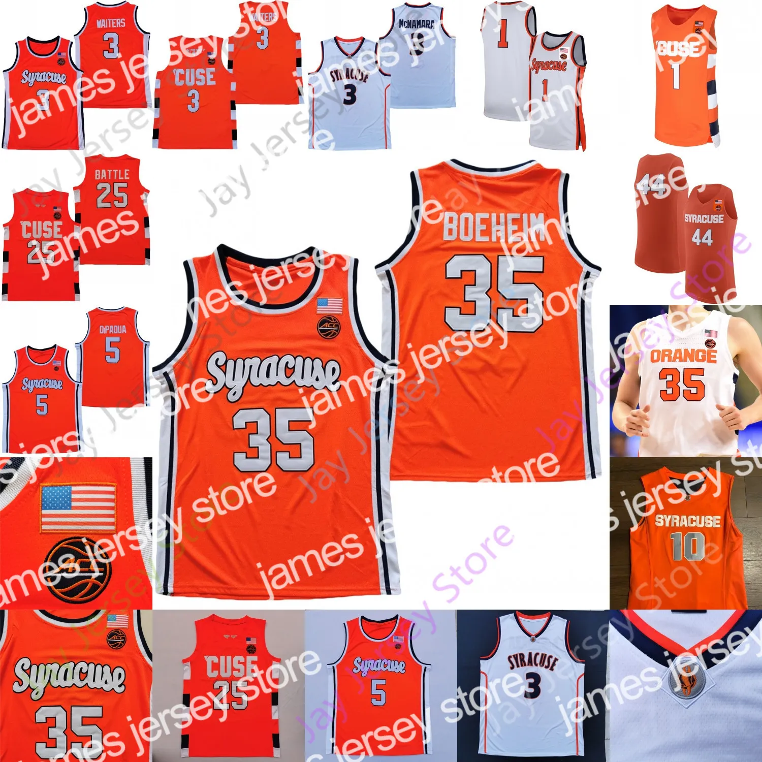 2024 Syracuse Orange Basketball Jersey NCAA College Mens Youth Stitched Polyester Sleeveless Customizable Orange White