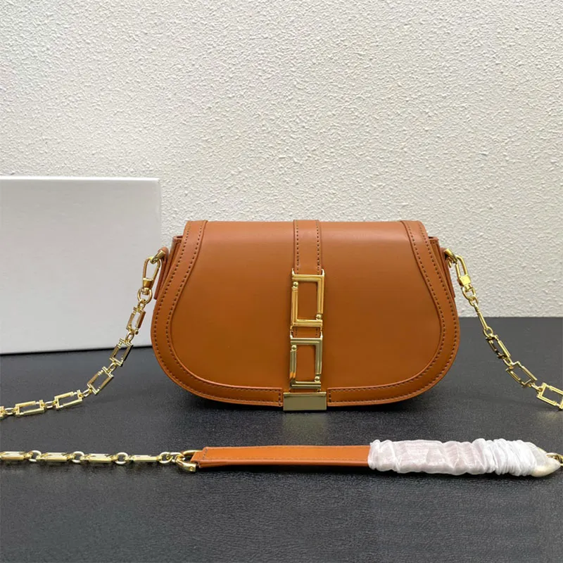 Borsa a tracolla con tracolla a catena Borsa a tracolla ritagliata Borse con patta Decorazione hardware di moda Borsa a tracolla in vera pelle di vacchetta Rimovibile Due cinturini Pochette da donna