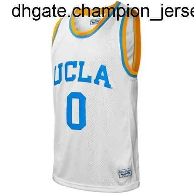 Nuovi prodotti economici Ucla Bruins Russell Westbrook #0 Retro Brands Maglia da uomo bianca da giocatore Maglia cucita Maglia da basket Maglia Camicia