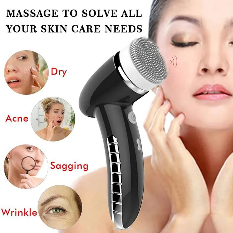 4 IN 1 Gesichtsreinigungsbürste Sonic Vibration Mini Gesichtsreiniger Silikon Tiefenporenreinigung Elektrische Gesichtsmassage