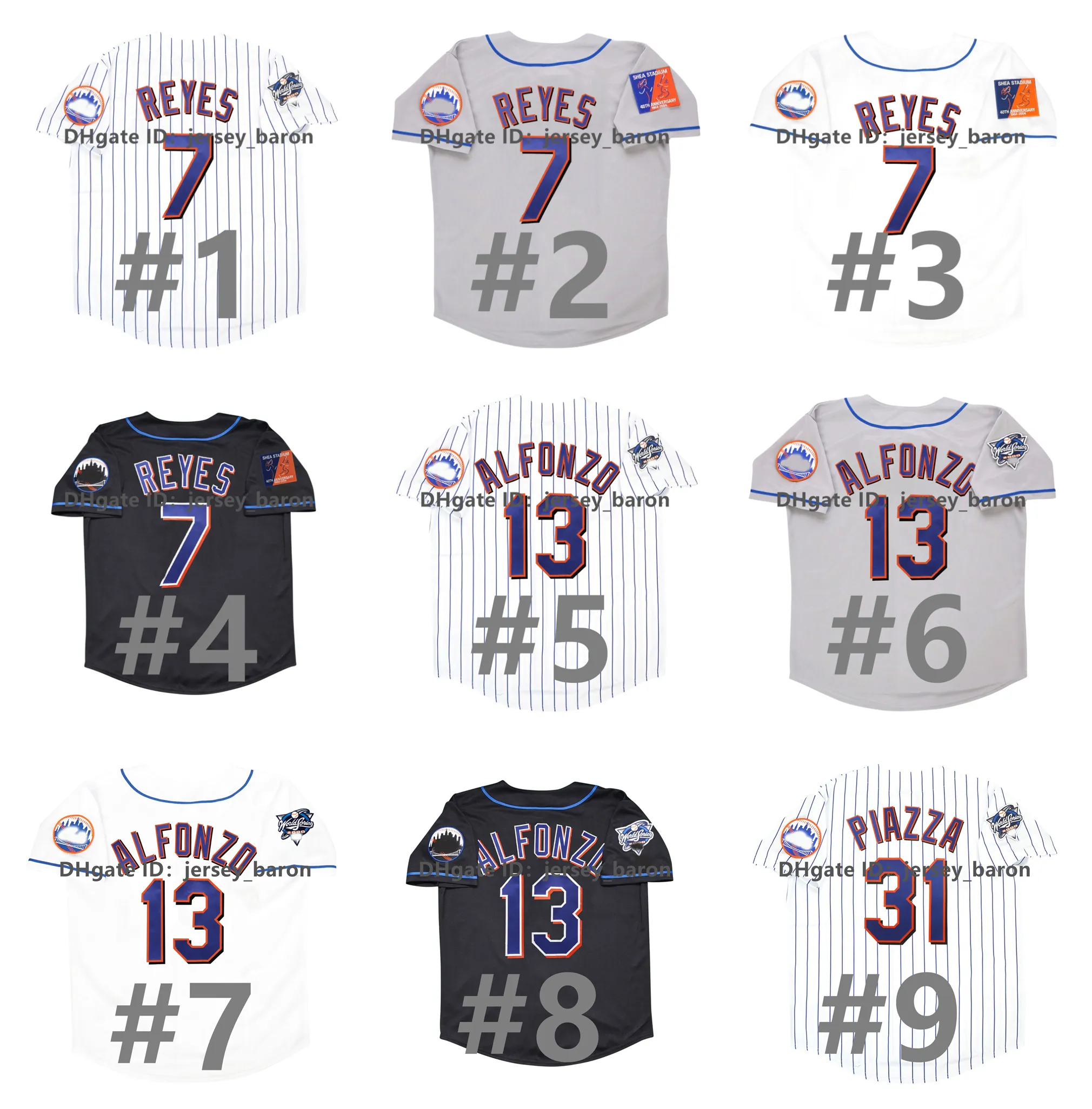 Vintage David Wright Mets Jersey 2000 World Series Baseball Jersey Mike Piazza Robin Ventura Jose Reyes Edgar Alfonzo Tom Seaver Floyd Gary