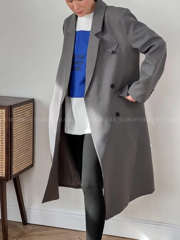 Bahar Giyim Mizaç Diz orta uzunlukta takım elbise ceket kadınlar yüksek son tasarım Kore 220818