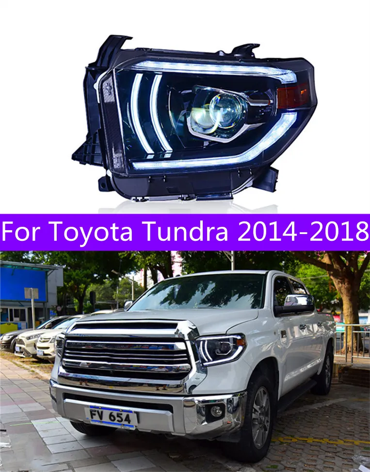 Strålkastare LED för Toyota Tundra 20 14-20 18 Strålkastare Montering DRL Körlam