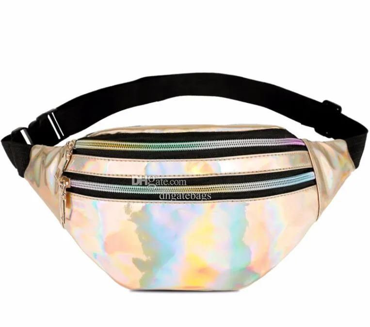 Holographic Fanny Pack Hologram Waist Bag Laser PU Beach Traveler Banana Hip Bum Zip Waistbags Women Belt Bag for Girls anti-theft outdoor waistpack