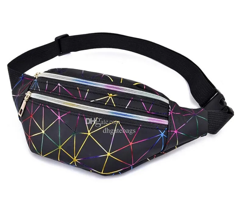 Mode geometrisch heuptasje pack dames waterdichte hologram laser pu tote boodschappentas clear pvc cosmetisch zakje vrouwelijke sport taille packs