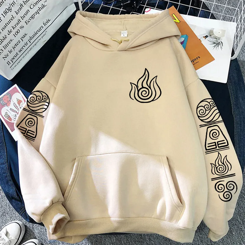 Avatar The Last Airbender Harajuku Anime Hoodie Vestuário Água Terra Fogo Air Graphics Ulzzang 90s Oversize Patchwork Sweatshirt Y220818