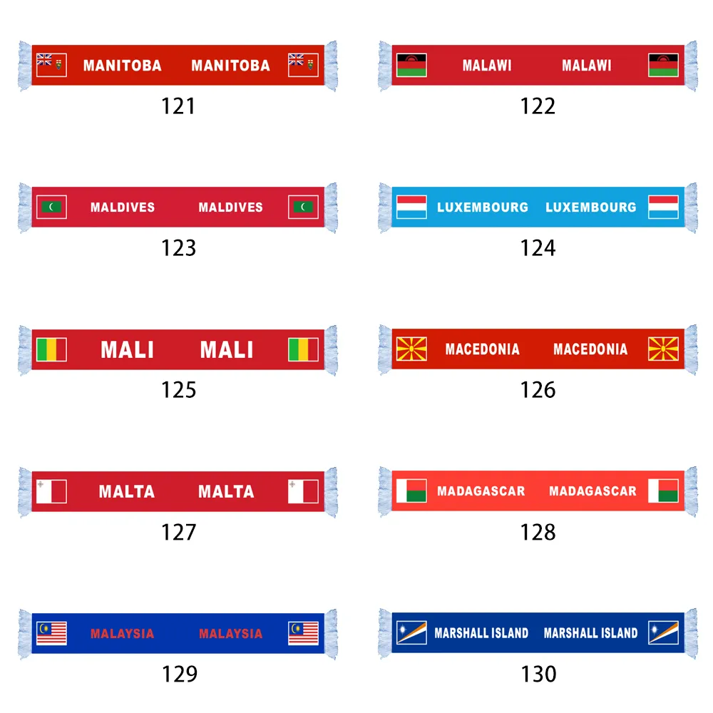 Atacades de poliéster lenço mundial country nação bandeira 2022 Estado do México Michoacan Micronesia Moldávia Monaco Fan Scarf Game de decoração de jogos de futebol Item