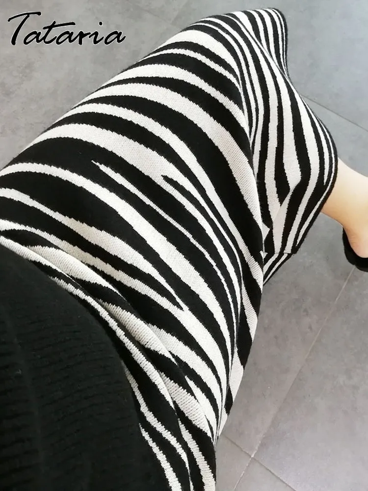 Zebra-Print-Röcke für Damen, Herbst-Winter, langer Strickrock mit Schlitz, eleganter schmaler Midi-Bleistift-Wickelrock für Damen, Party 220818