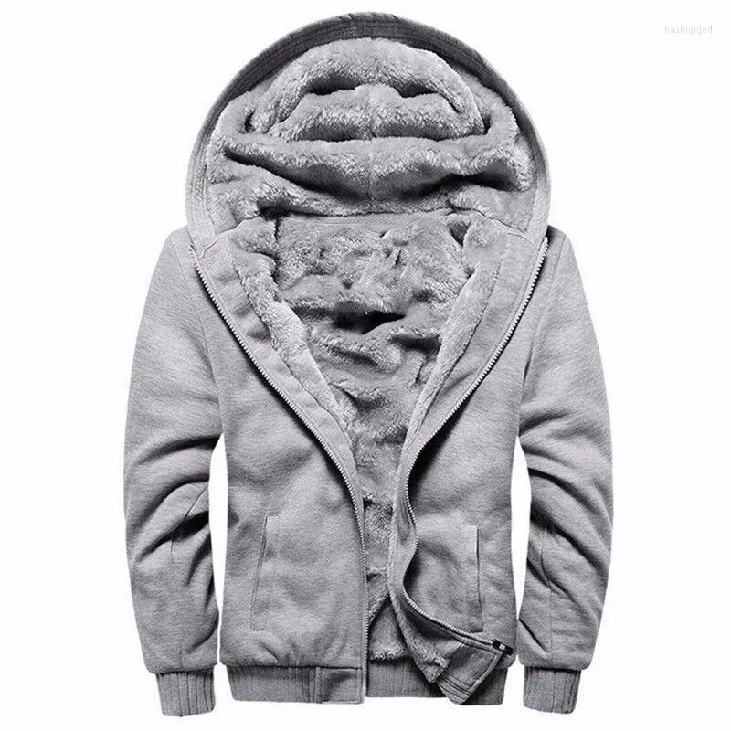 Men's Hoodies & Sweatshirts 2022 Autumn And Winter Solid Color Cardigan Zipper Plus Size Thick Hooded Sweater