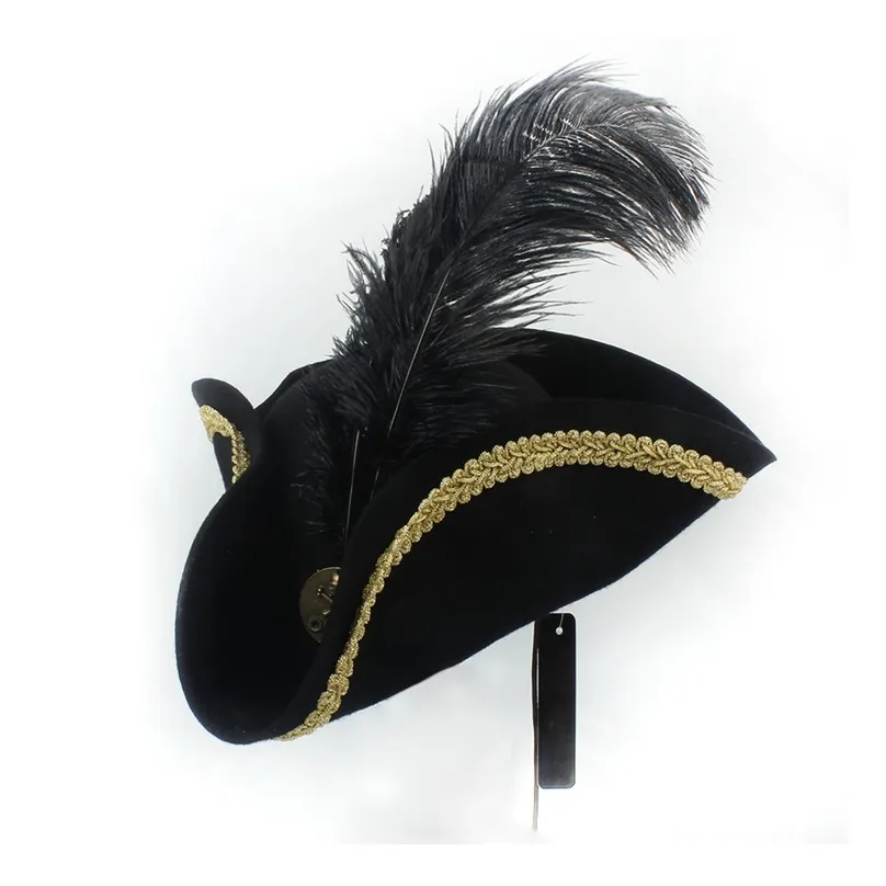 Feather Pirate Hat Cosplay Royal Court Fedora Hat With Feathers - Main Image