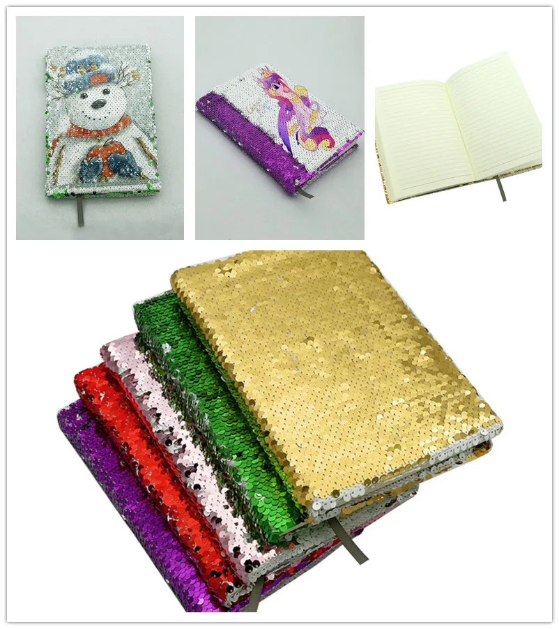 Cahier de sublimation vierge A5 Magic Sequin Cahier réversible Cahier d'école de bureau Impression par transfert de chaleur Consommables vierges Cadeaux de bricolage nouveau