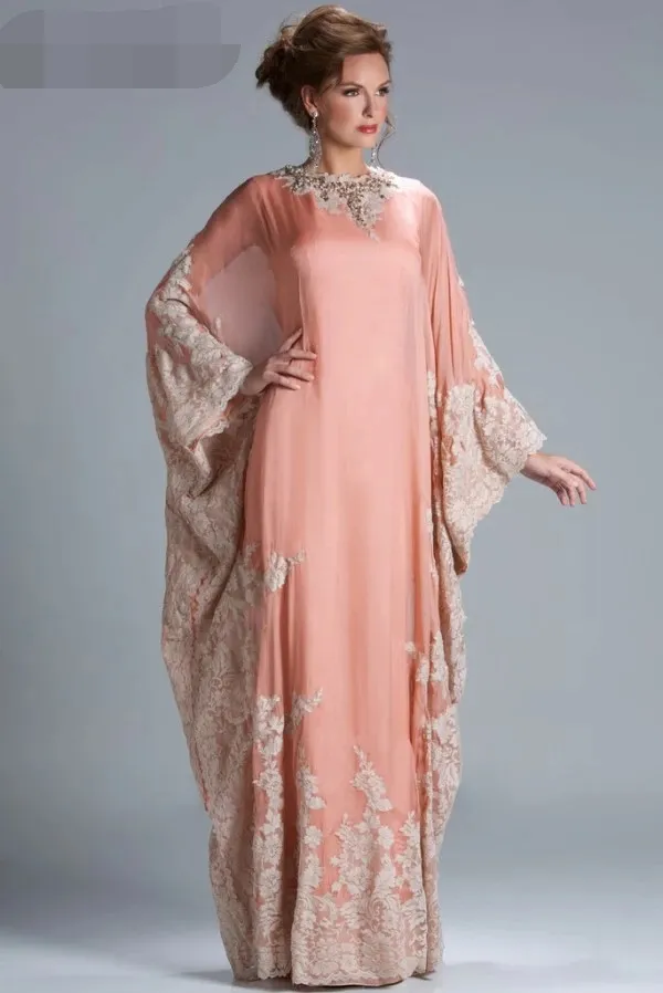 Splendidi abiti da sera arabo Abaya Abaya Appliques in pizzo Chiffon Long Prom Gowns Dubai Muslim Formale