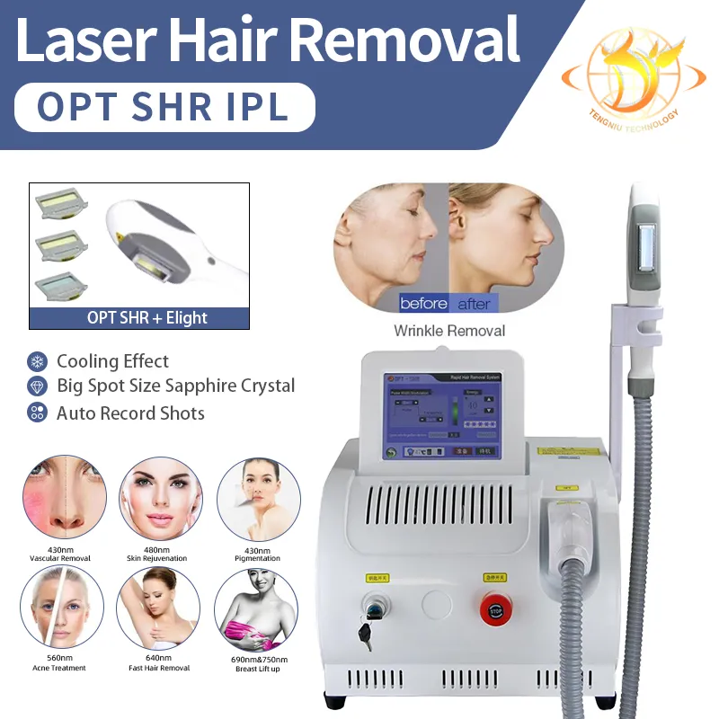 Laser Beauty 3 Filters E Lätt laser IPL RF Fast Hair Machine Elight Skin Care Rejuvenation Vaskulär borttagning till salu