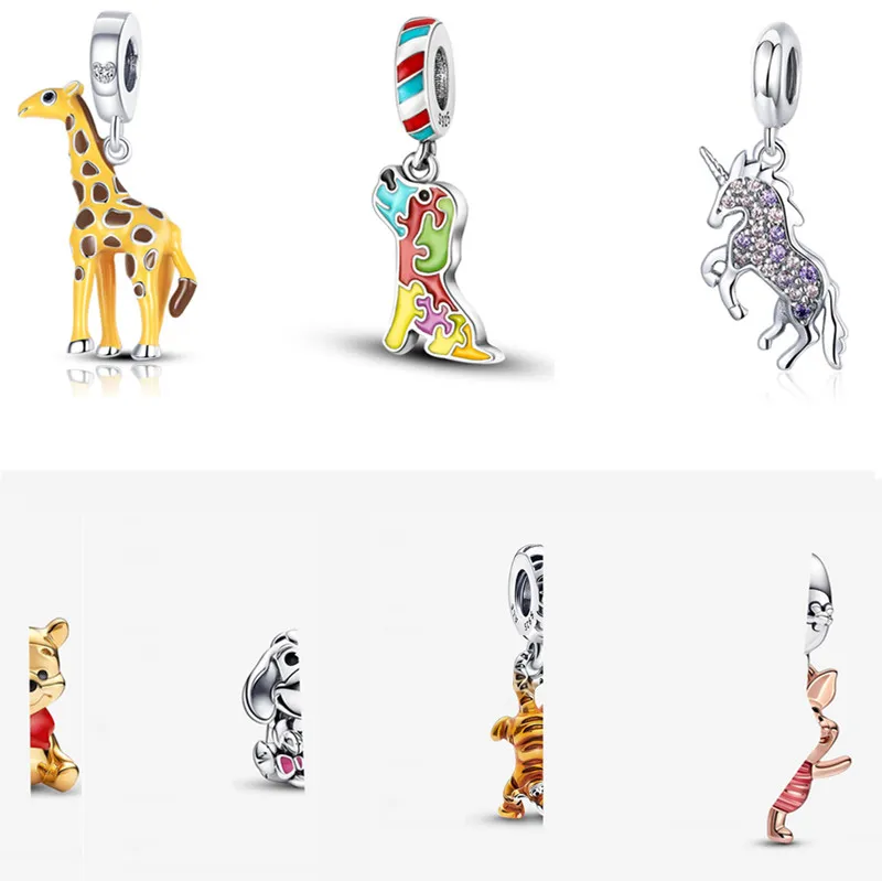 Charms de créateurs Original Fit Pandora Bracelet Animal Ours Pendentif Perles Bijoux