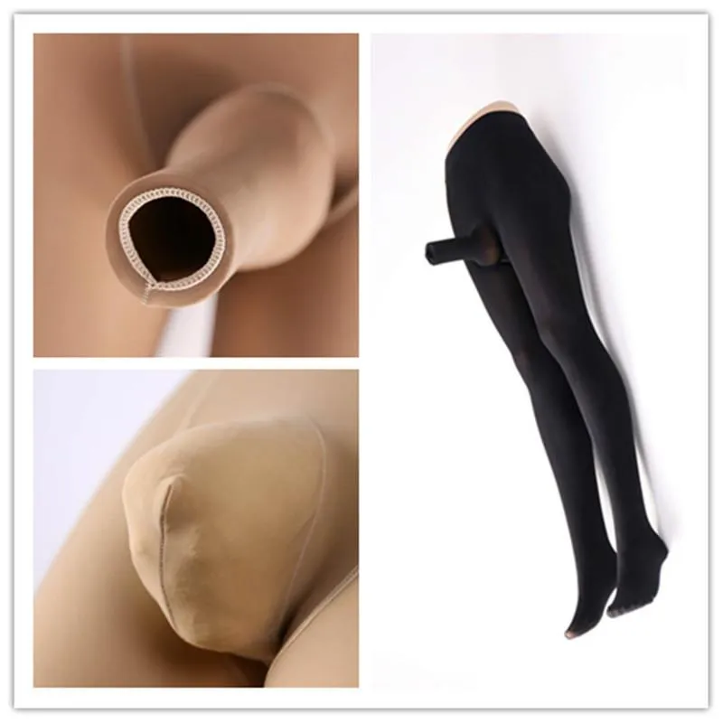 Men's Socks Mens Pantyhose With Sheath Black Underwear Open Sissy Thick Warm Bodycon Stocking Tight Solid Gay Sexy UnderpantsMen's