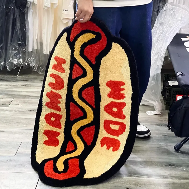 Home Furnishings Art Carpet: Human Made Hot Dog Area Rug